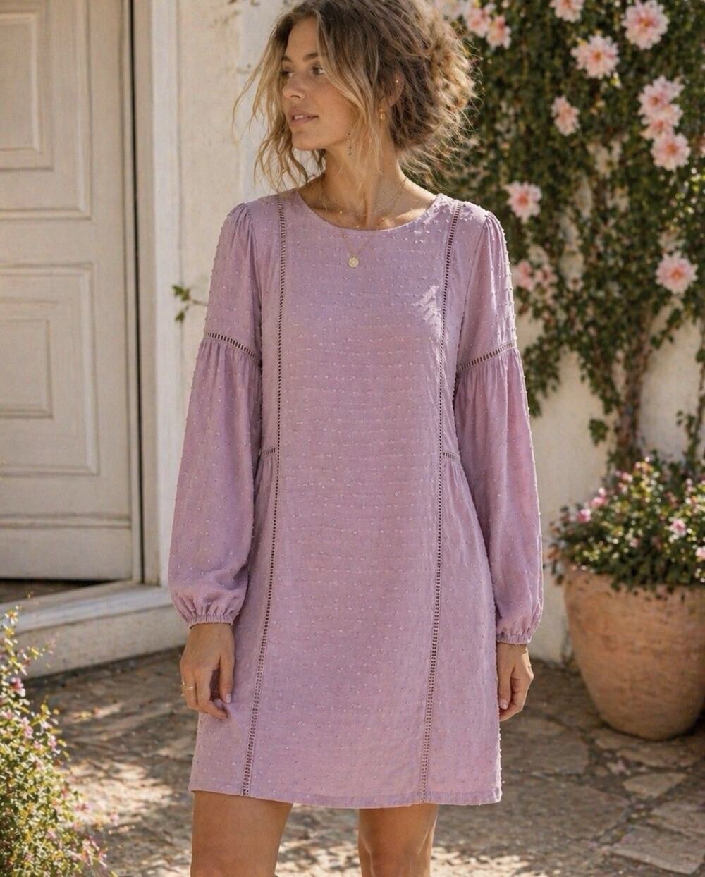 Matilda Jane Pink Swiss Dot Dress Womens Small Boho Cottagecore Anthro Style S